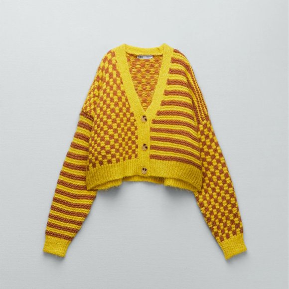 Zara Combination Jacquard Knit Cardigan S - Picture 2 of 8